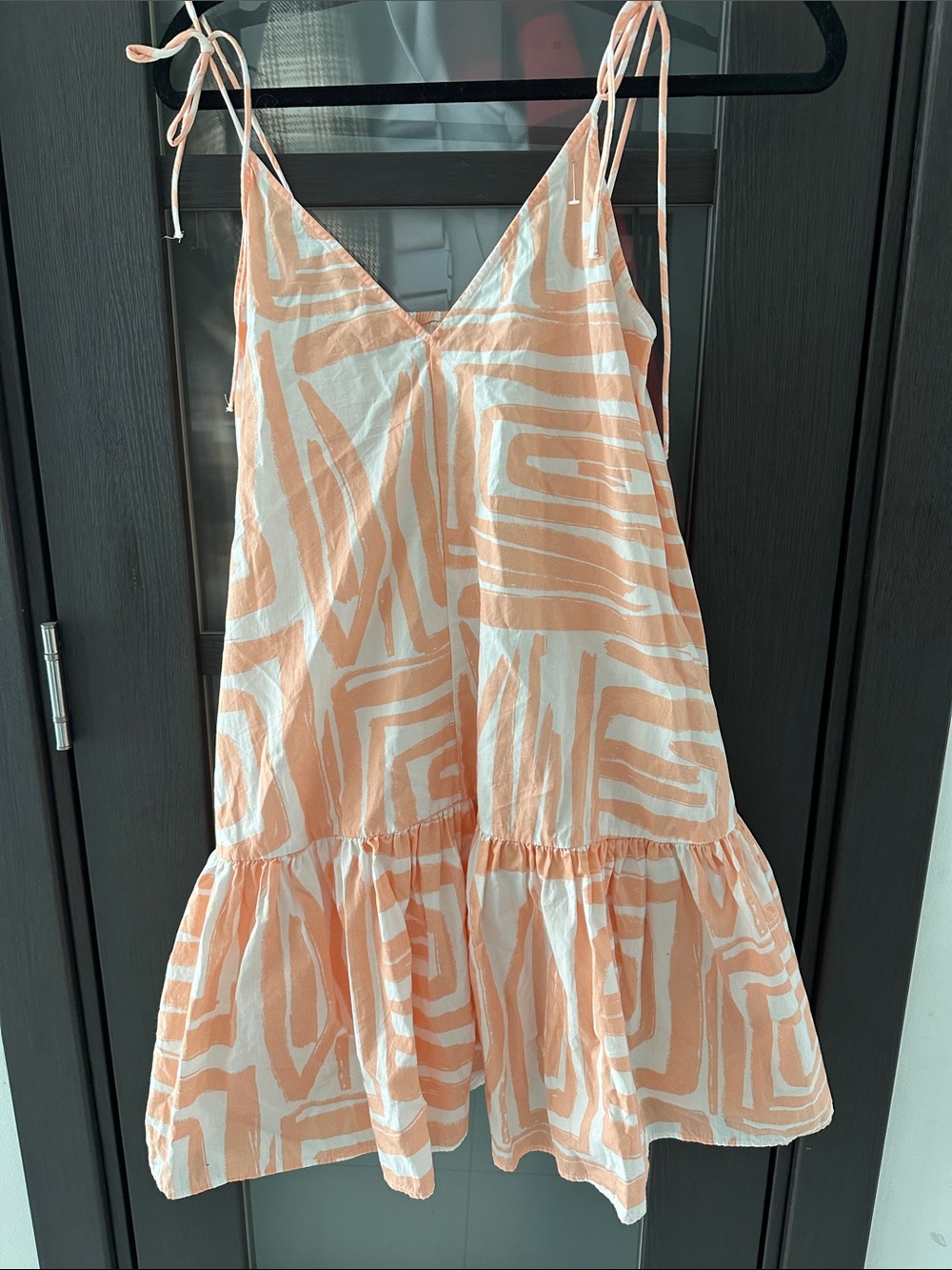 Maeve Coral and White Striped Tie-Shoulder Dress